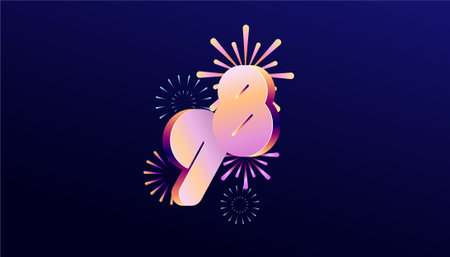 Gradient Colored 3D numbering anniversary 98th, 98th Happy Anniversary with colourful gradient,...