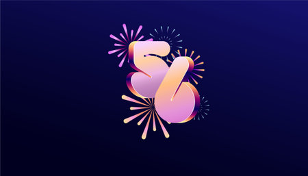 Gradient Colored 3D numbering anniversary 56th, 56th Happy Anniversary with colourful gradient,...