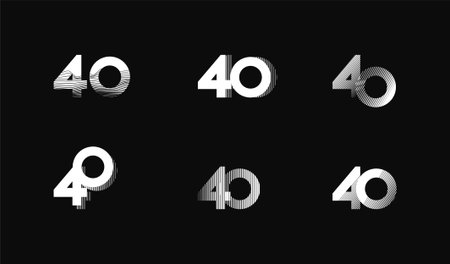 Collection of Number with Abstract Line Pattern  anniversary 40th, 40th Happy Anniversary geometric...