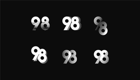 Collection of Number with Abstract Line Pattern  anniversary 98th, 98th Happy Anniversary geometric...
