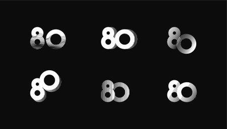 Collection of Number with Abstract Line Pattern  anniversary 80th, 80th Happy Anniversary geometric...