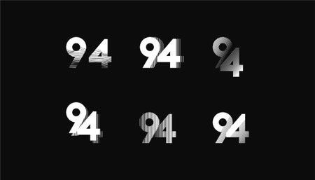 Collection of Number with Abstract Line Pattern  anniversary 94th, 94th Happy Anniversary geometric...