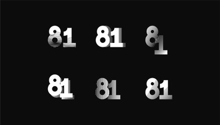 Collection of Number with Abstract Line Pattern  anniversary 81th, 81th Happy Anniversary geometric...