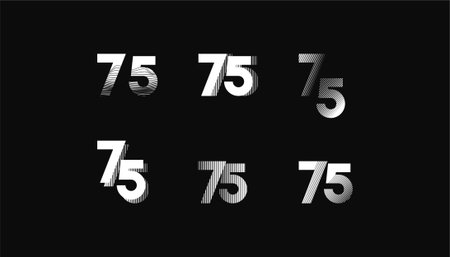 Collection of Number with Abstract Line Pattern  anniversary 75th, 75th Happy Anniversary geometric...