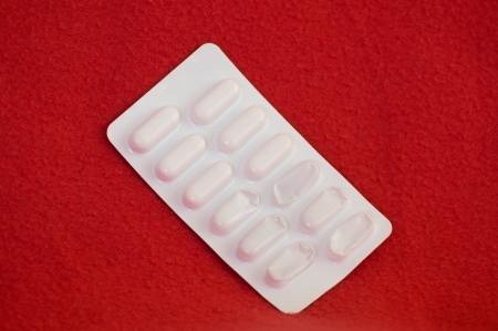 Coated pills with empty lower partsの写真素材
