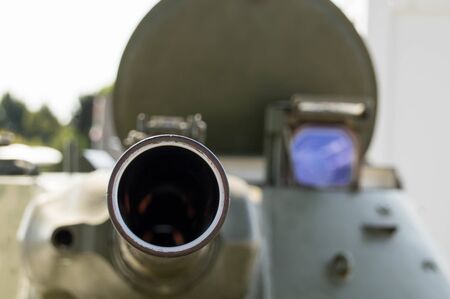 Tank barrel in close up shot