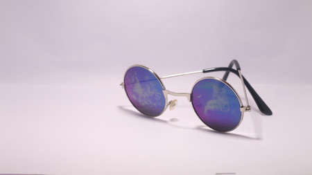 sunglass with white background blues colorの写真素材