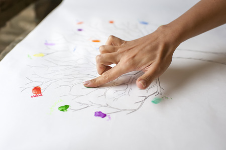 finger painting at the party 2の写真素材