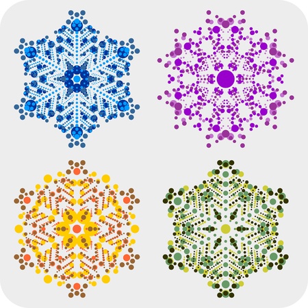 set of snowflakes  global colors used  elements grouped  layered vector for easy manipulationのイラスト素材
