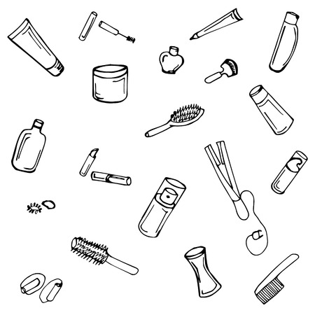 A doodle illustration set of beauty attributes,  hand drawnのイラスト素材