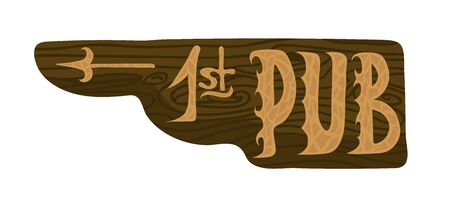 Hanging old wooden pointer to the best pub. Vector object isolated on whiteのイラスト素材
