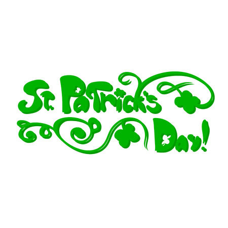 Saint Patrick's day floral lettering. Vector illustration on white background. Greetings card.のイラスト素材