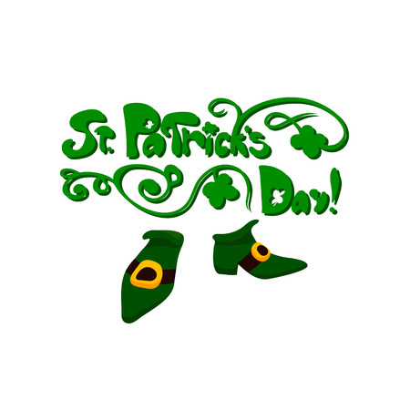 Saint Patrick's day floral lettering. Vector illustration on white background. Greetings card. Some signs of the celebrationのイラスト素材