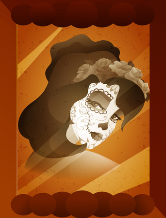 Vector photo of young woman with Catrina makeupのイラスト素材