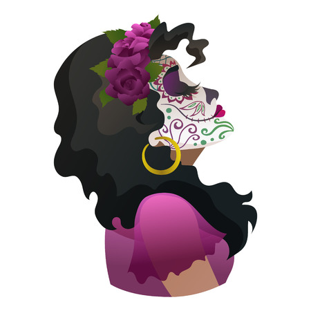 Catrina, Day of the Dead symbol of Mexico vector illustrationのイラスト素材
