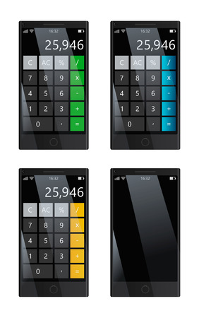 Set of smartphones with calculator, empty displayのイラスト素材