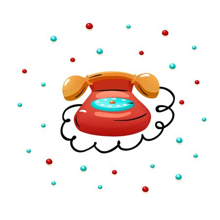 Red retro phone vector illustration isolated printのイラスト素材