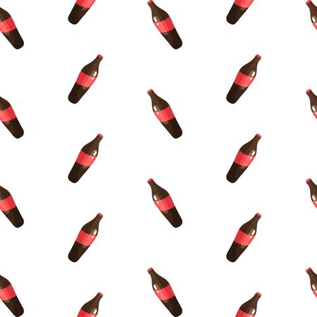 Seamless pattern with dark red bottles of sodaのイラスト素材