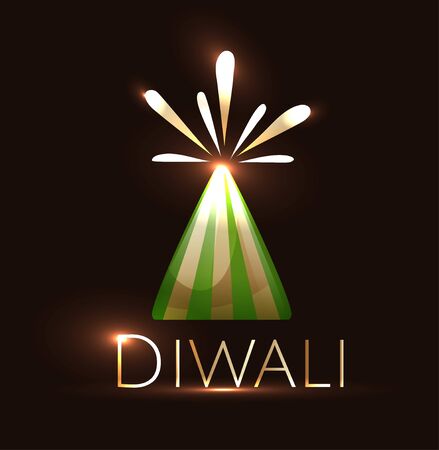 Diwali poster witn cone firecraker and textのイラスト素材
