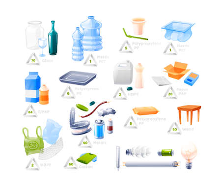 Recycle and reuse. Different types of garbageのイラスト素材