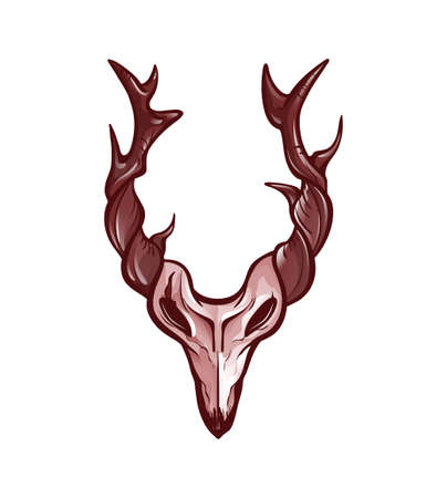 Isolated animal skull with branched horns. Designのイラスト素材