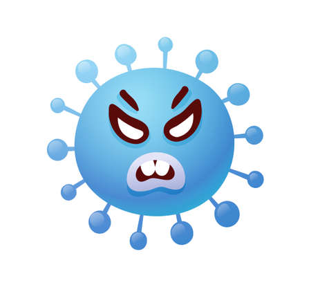 Cartoon evil virus icon on whiteのイラスト素材