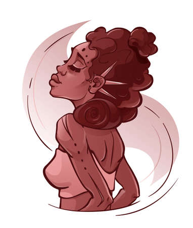 Young beautiful african american woman. Head upのイラスト素材