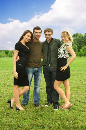 young men and girls embracing outdoor