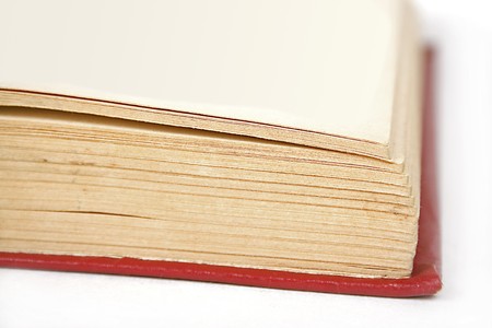 opened book red hard coverの写真素材