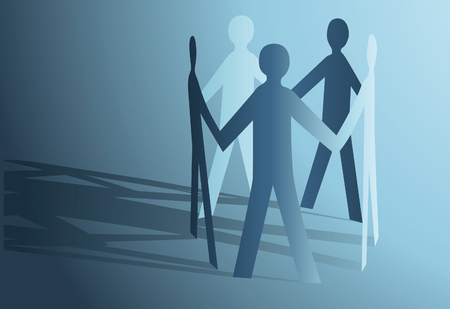 abstract paper people holding for hands vectorのイラスト素材