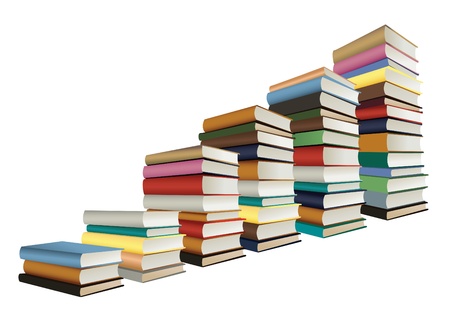 stacks of books, staircase shape, vectorのイラスト素材