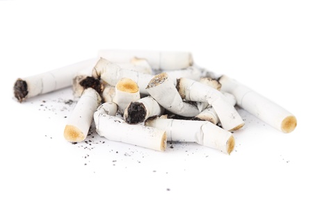many cigarette ends isolated