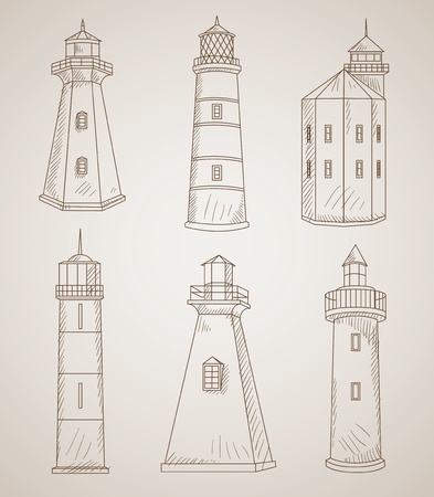 different lighthouses vector setのイラスト素材