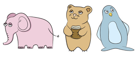 different cartoon style animals vector