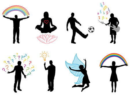 concept pictures with people silhouette in different actions, vectorのイラスト素材