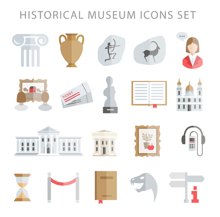History, art, paleontology and archeology museum icons setのイラスト素材