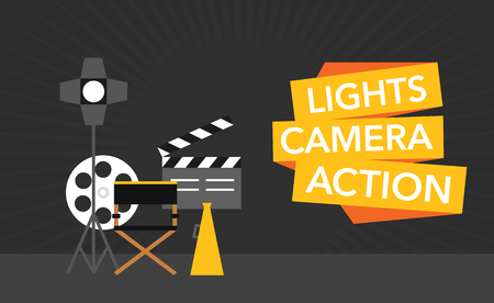 cinema flat template background vector on blackのイラスト素材