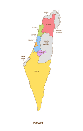 Israel regions, vector geography backgroundのイラスト素材
