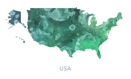 USA map green watercolor pattern, high detailedの写真素材