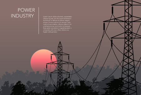 Transmission towers landscape background vectorのイラスト素材
