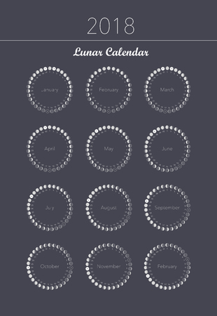 Moon phases spiral calendar Illustration.のイラスト素材