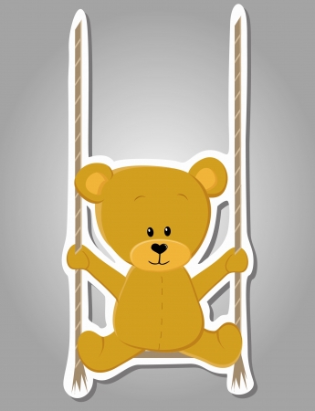   cute bear on swing  Valentine illustration  のイラスト素材