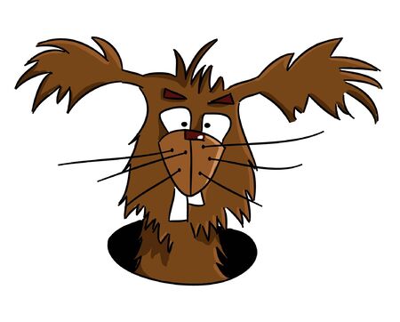 Cartoon crazy bunny looking from warren   のイラスト素材