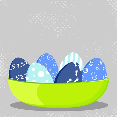 Easter blue eggs in bowl (vector)のイラスト素材