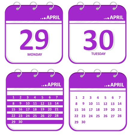 April calendar -29,30 and whole dates day のイラスト素材