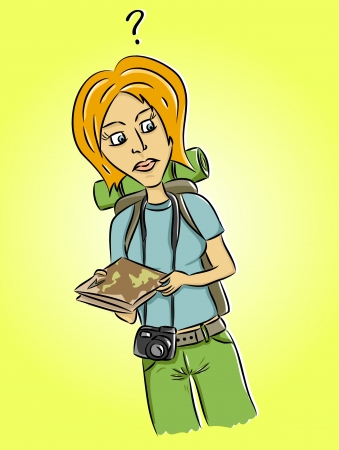 Cartoon lost touristのイラスト素材