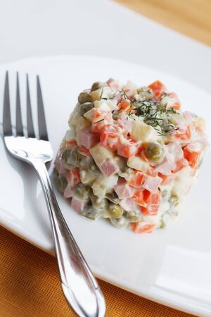 Russian traditional New Year s dish  Salad Olivierの写真素材