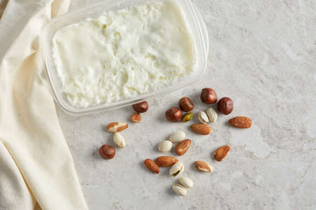 Healthy food. Lunch box with egg white omeletの写真素材