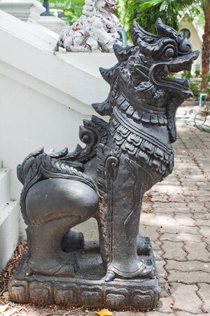 Black lion sculpture,Thai style