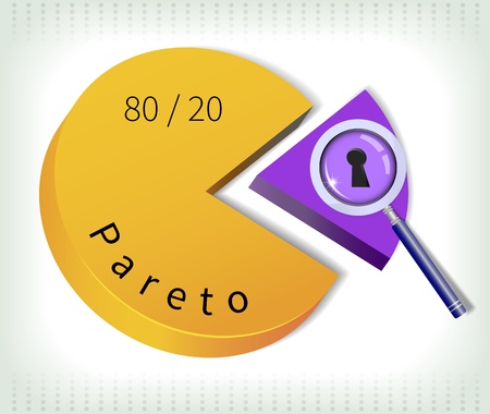 Pareto principle - the key twenty percent is under magnifying glass のイラスト素材
